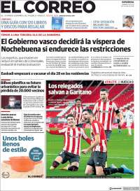 Portada de El Correo - Guipuzcoa (España)