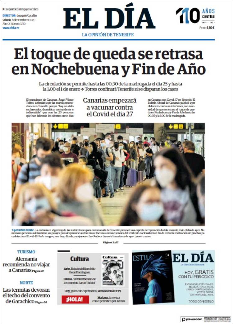 Portada de El Día (Espagne)