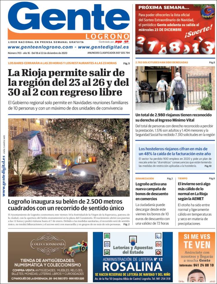 Portada de Gente en Logroño (España)