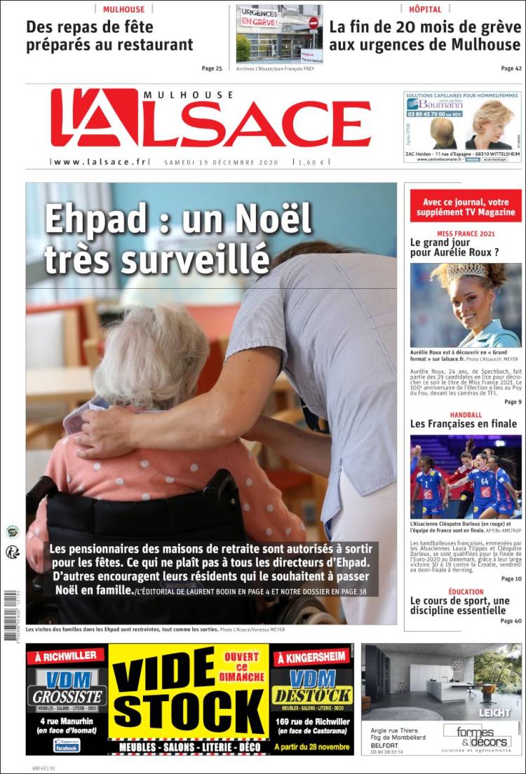 Portada de Journal L'Alsace (Francia)