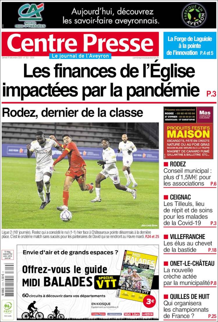 Portada de Centre Presse (Francia)