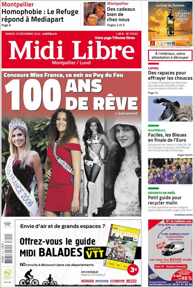 Portada de Midi Libre (Francia)