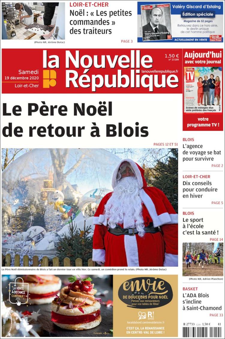 Portada de La Nouvelle Republique (Francia)
