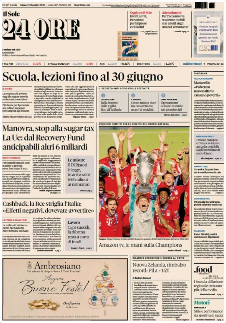 Portada de Il Sole 24 ORE (Italia)