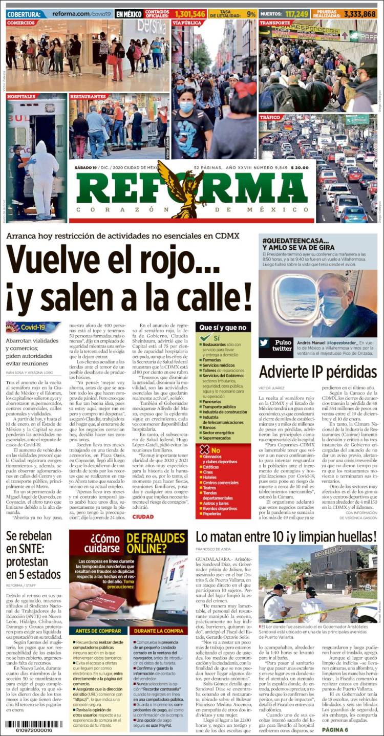 Portada de Reforma (México)