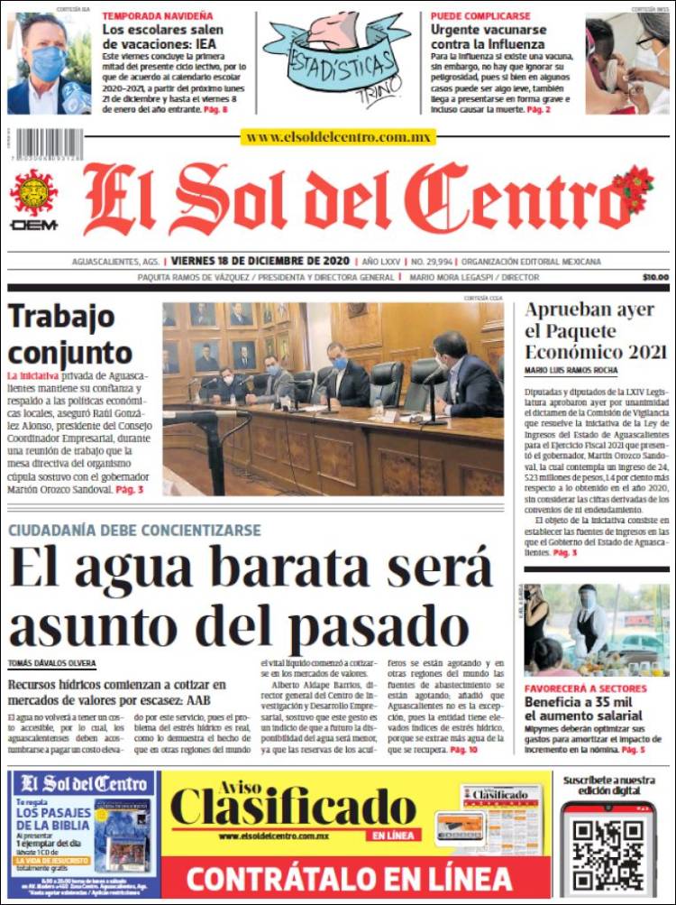 Portada de El Sol del Centro (México)