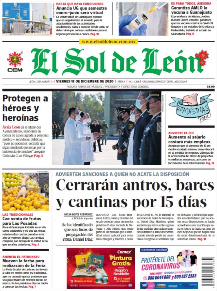 Portada de El Sol de León (México)