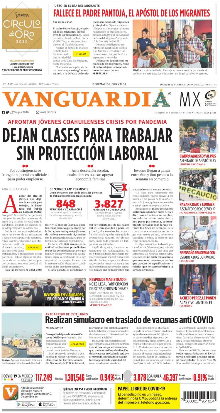 Portada de Vanguardia (México)