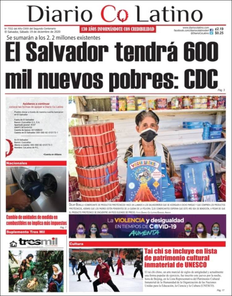 Portada de Diario Co Latino (El Salvador)