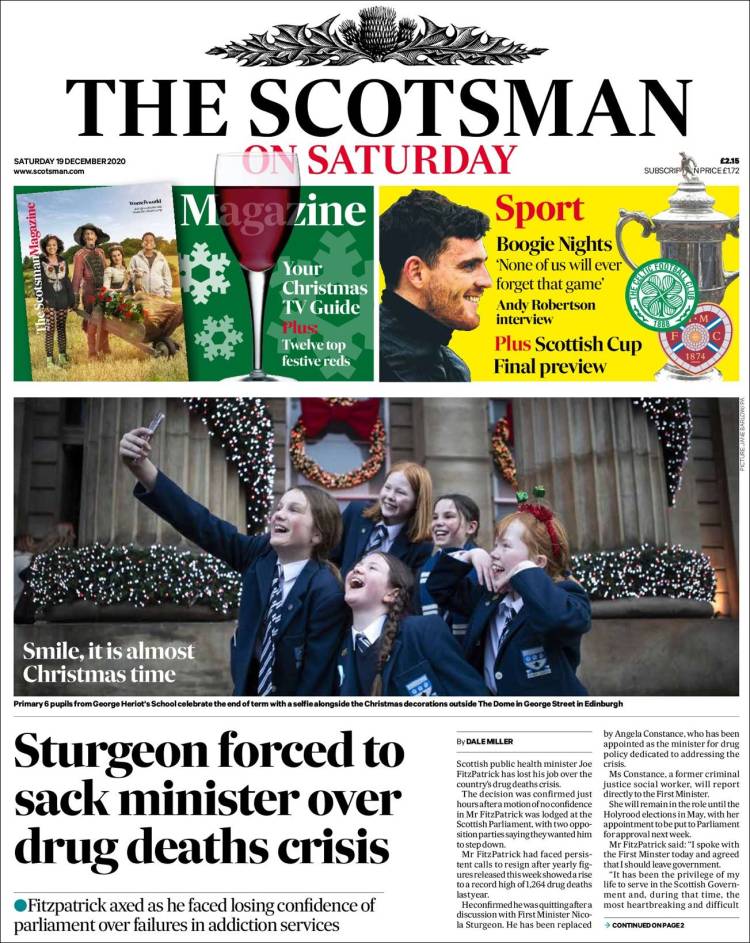 Portada de The Scotsman (Reino Unido)