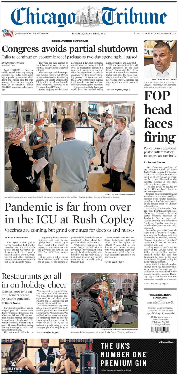 Portada de Chicago Tribune (USA)