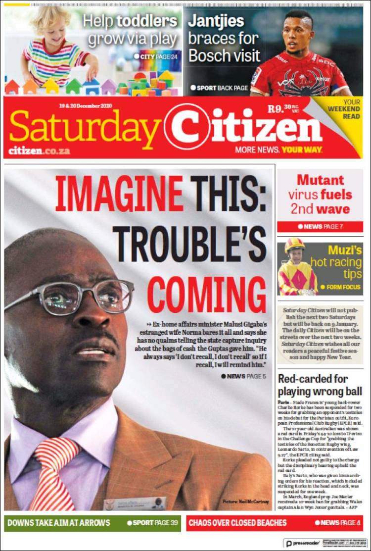 Portada de The Citizen (Sud&aacute;frica)