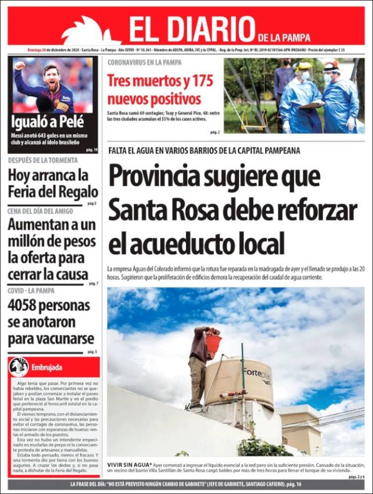 Portada de Diario de La Pampa (Argentina)