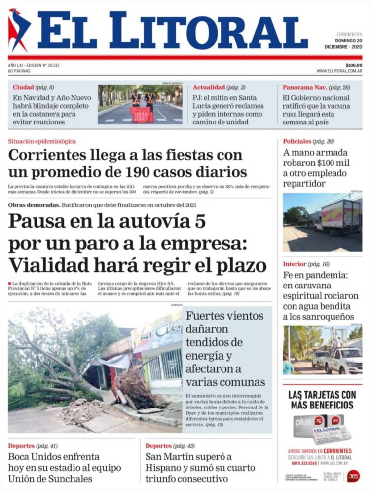 Portada de El Litoral Corrientes (Argentina)
