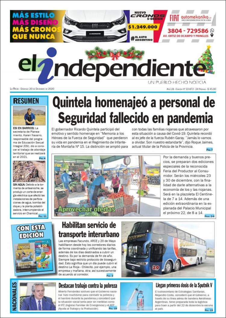Portada de El Independiente (Argentina)