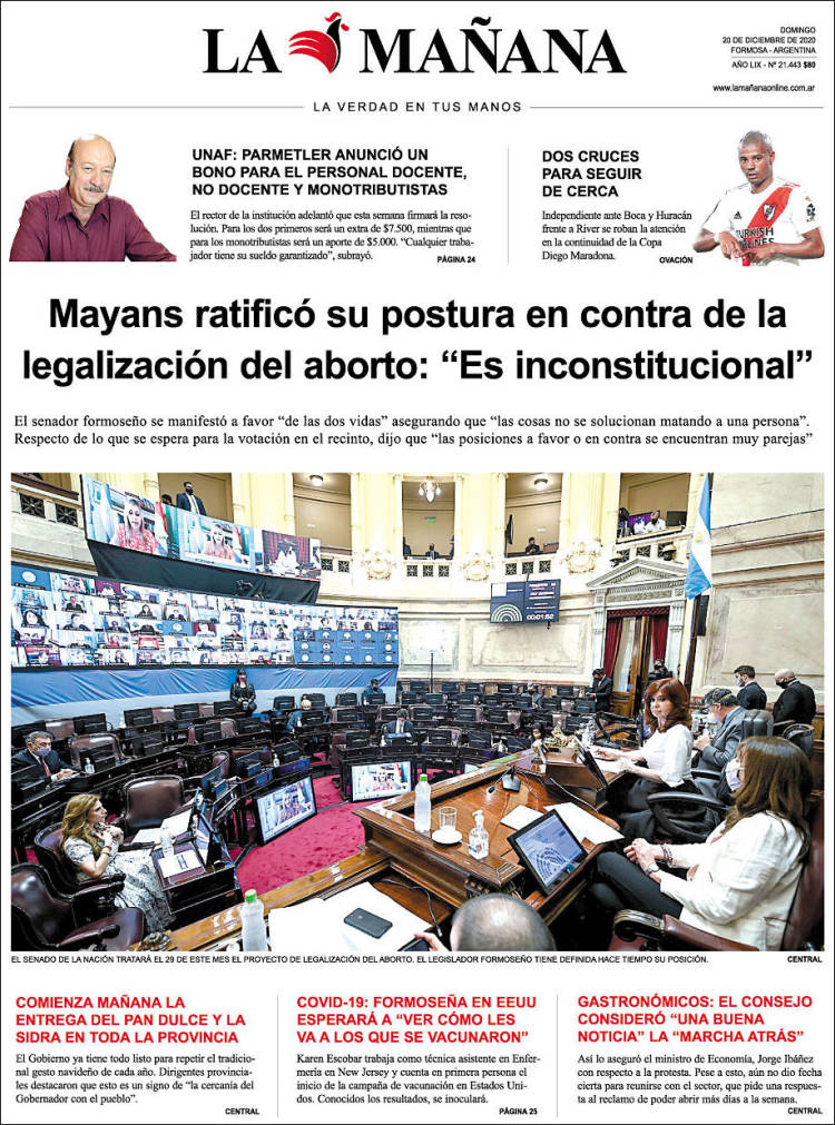Portada de Diario La Mañana (Argentina)