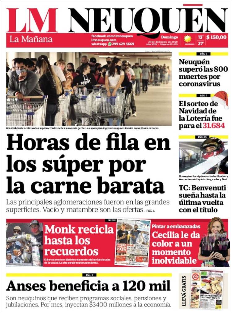 Portada de La Mañanade Neuquén (Argentina)