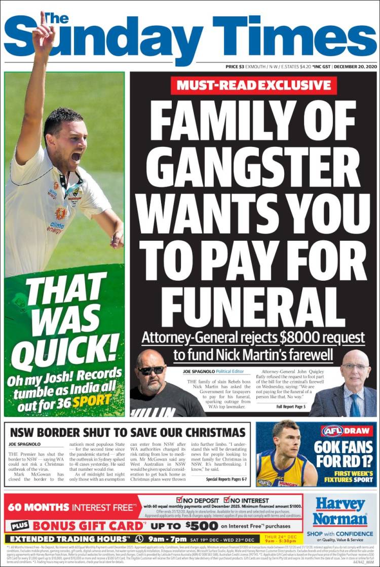 Portada de The West Australian (Australia)