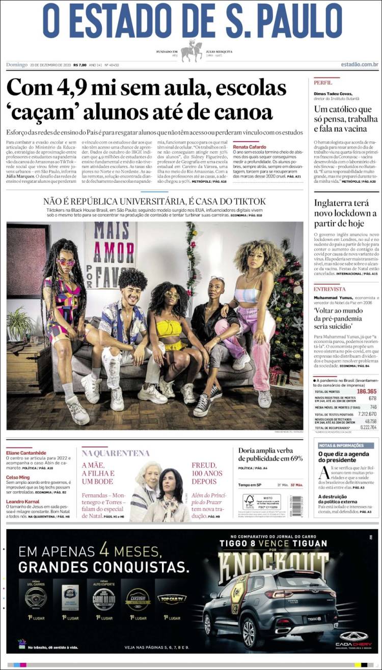 Portada de O Estado de São Paulo (Brasil)