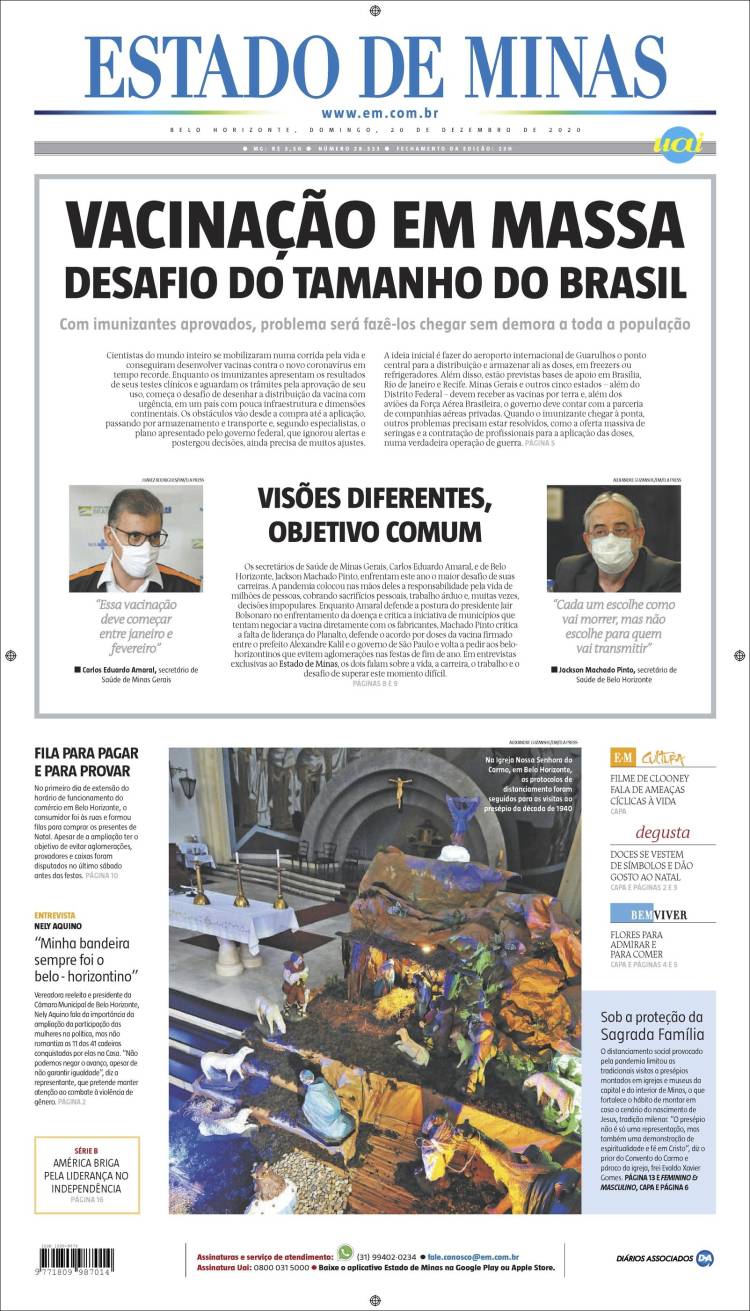 Portada de Jornal Estado de Minas (Brasil)