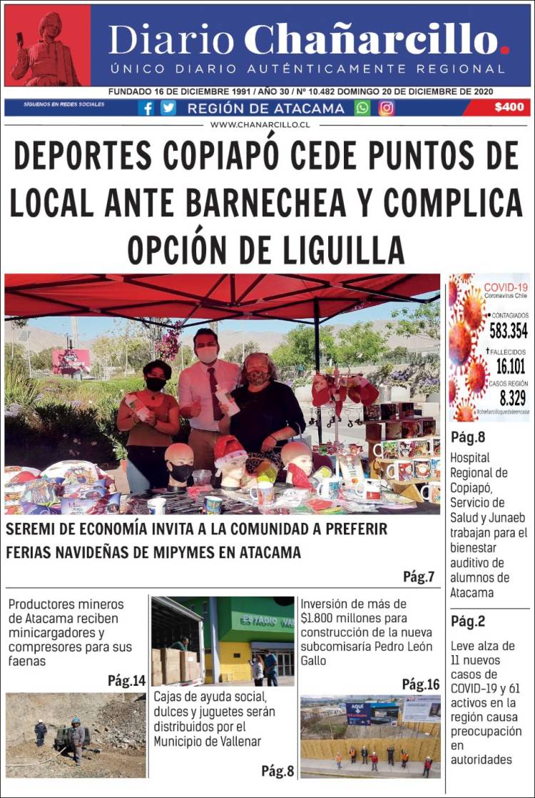 Portada de Diario Chañarcillo (Chile)