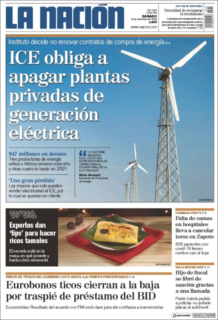 Portada de La Nación - Costa Rica (Costa Rica)