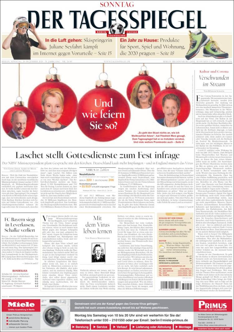 Portada de Der Tagesspiegel (Alemania)