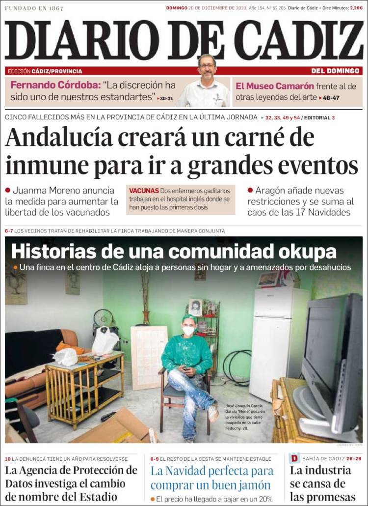 Portada de Diario de Cádiz (España)