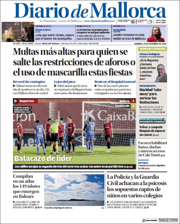 Portada de Diario de Mallorca (España)