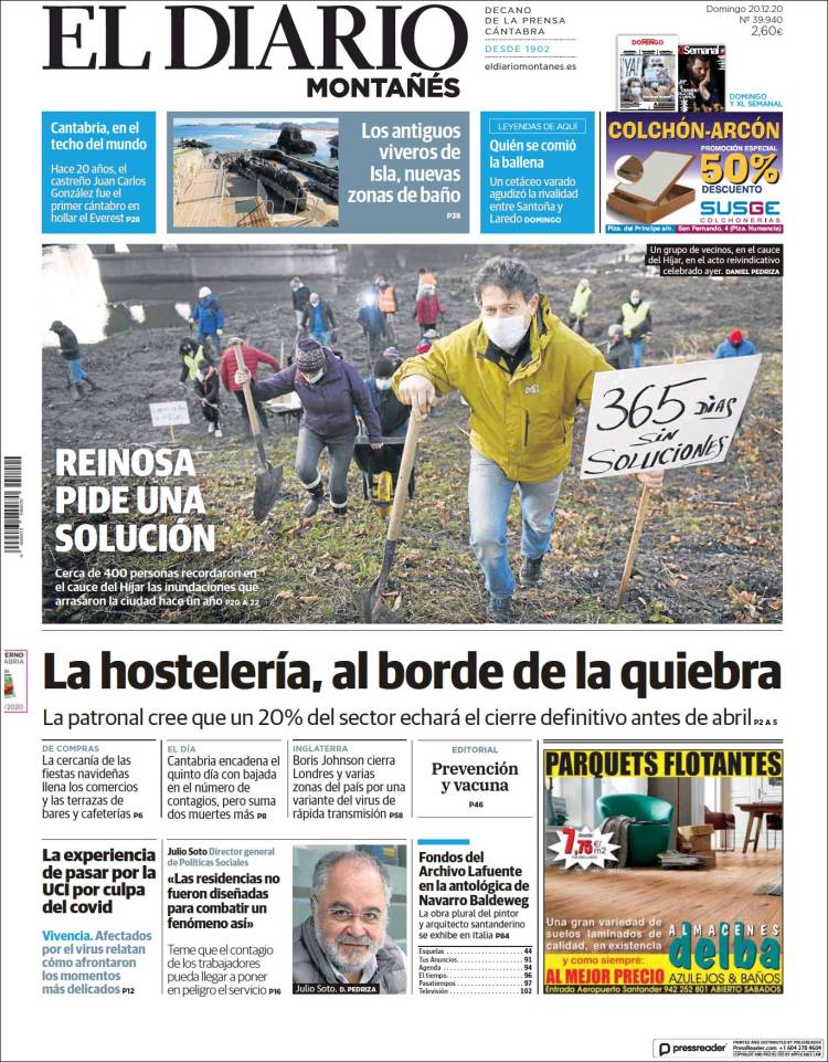 Portada de El Diario Montañés (España)