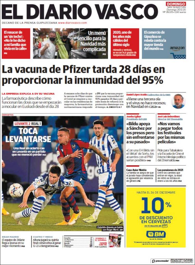 Portada de Diario Vasco (España)