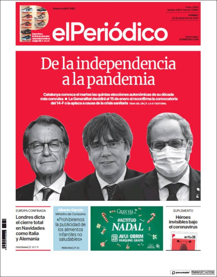 Portada de El Periódico (España)