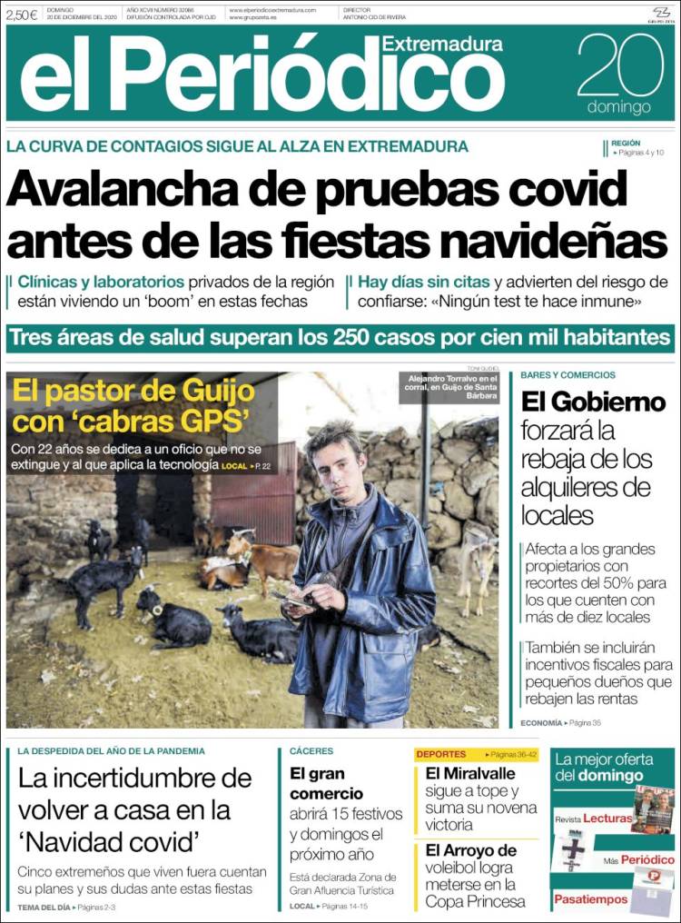 Portada de El Periódico de Extremadura (España)