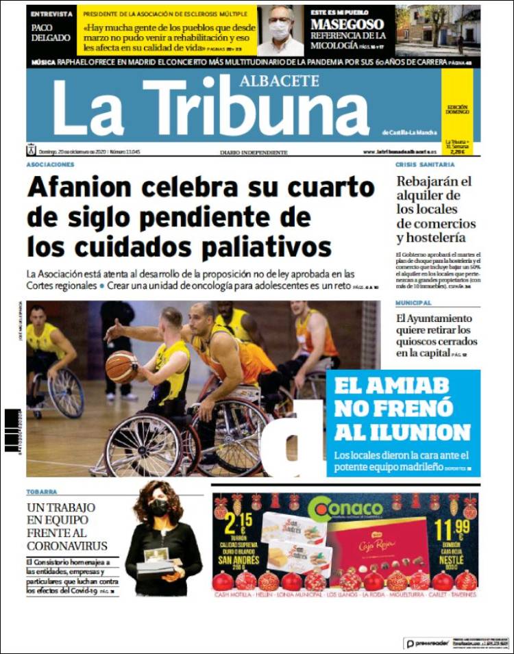 Portada de La Tribuna de Albacete (España)