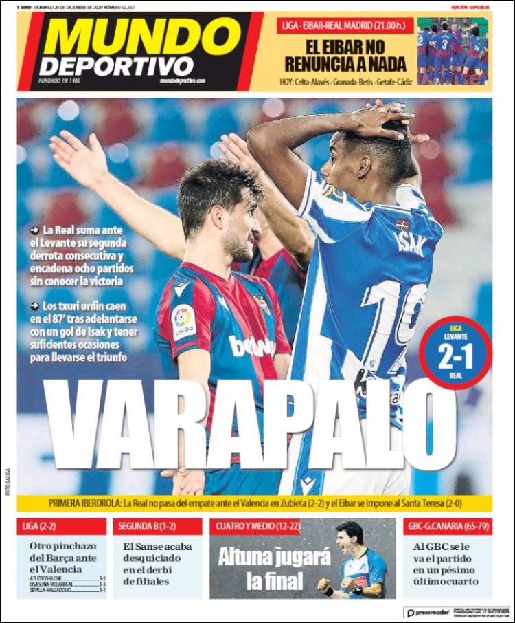 Portada de Mundo Deportivo Gipuzkoa (España)