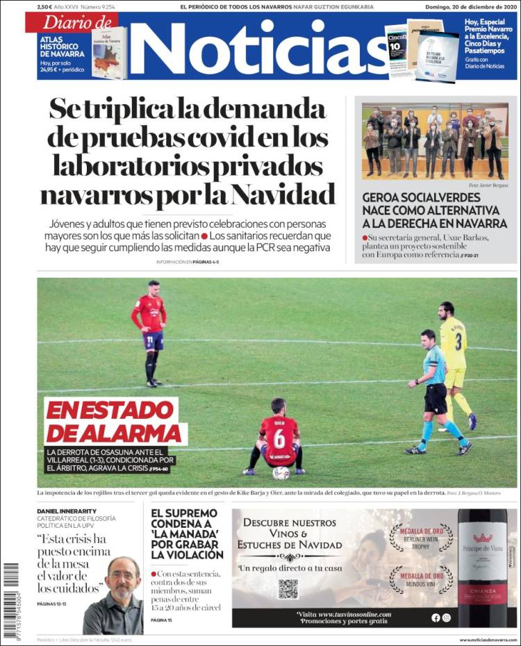 Portada de Noticias de Navarra (España)