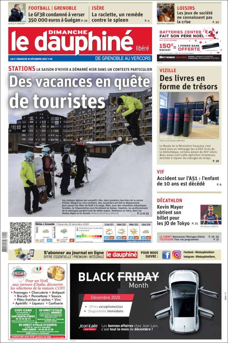 Portada de Le Dauphiné Libéré (Francia)