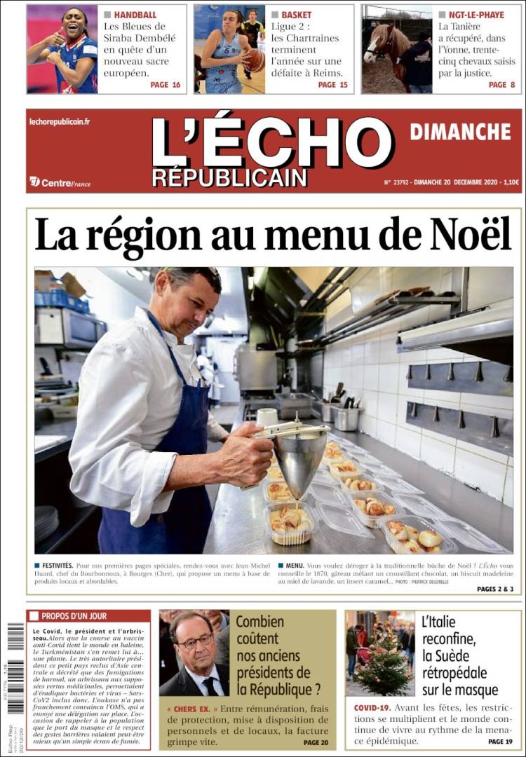 Portada de L'Echo Républicain (Francia)