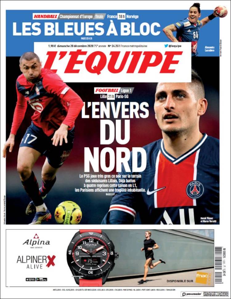 Portada de L'Equipe (Francia)