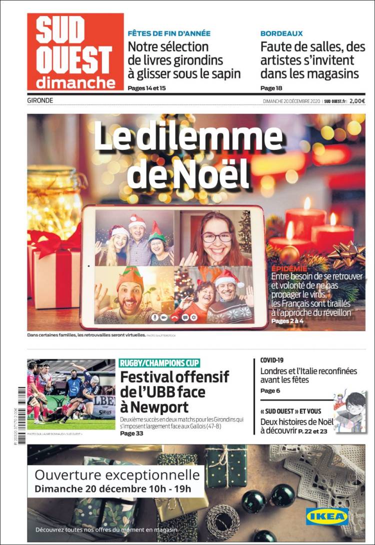 Portada de Sud Ouest (Francia)