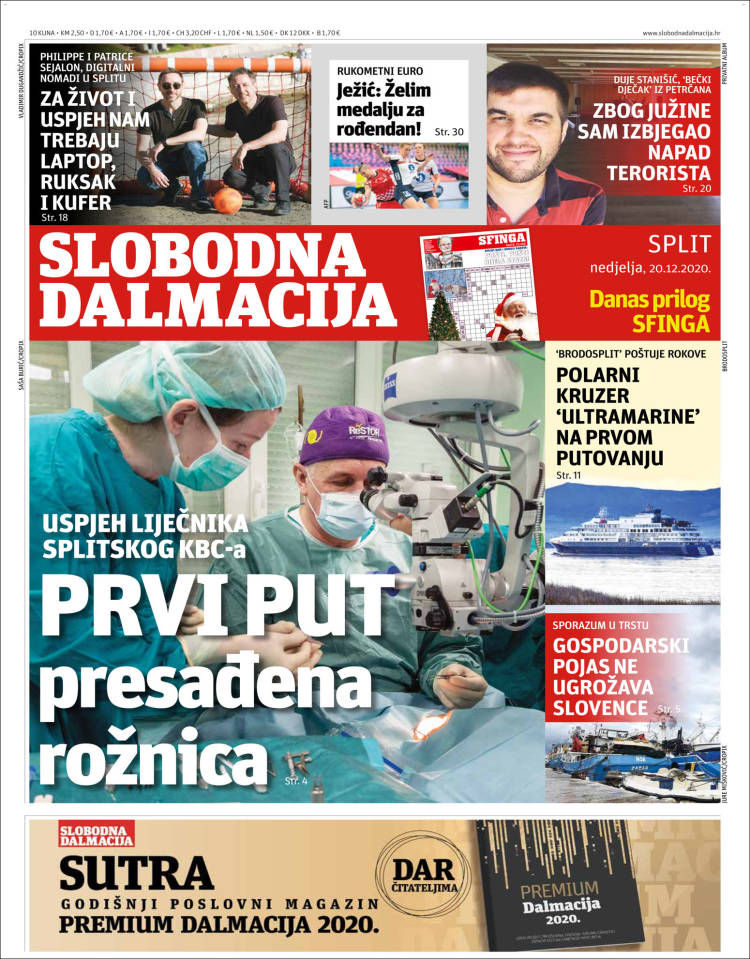 Portada de Slobodna Dalmacija (Croacia)