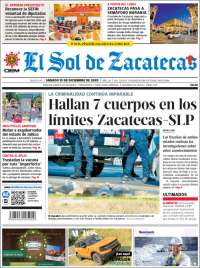 Portada de El Sol de Zacatecas (México)