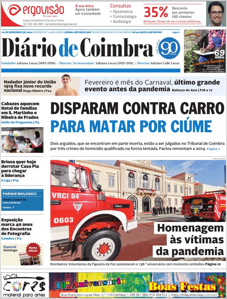 Portada de Diário de Coimbra (Portugal)