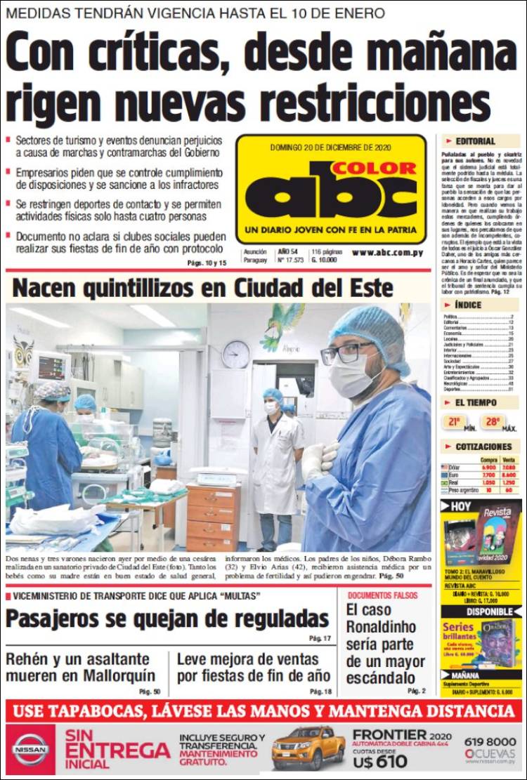 Portada de ABC Color (Paraguay)