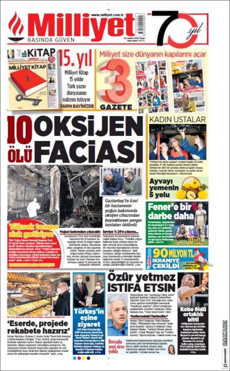 Portada de Milliyet (Turqu&iacute;a)