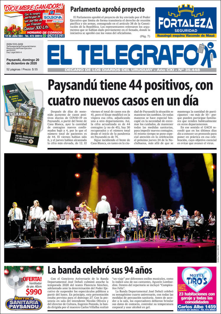 Portada de El Telégrafo (Uruguay)