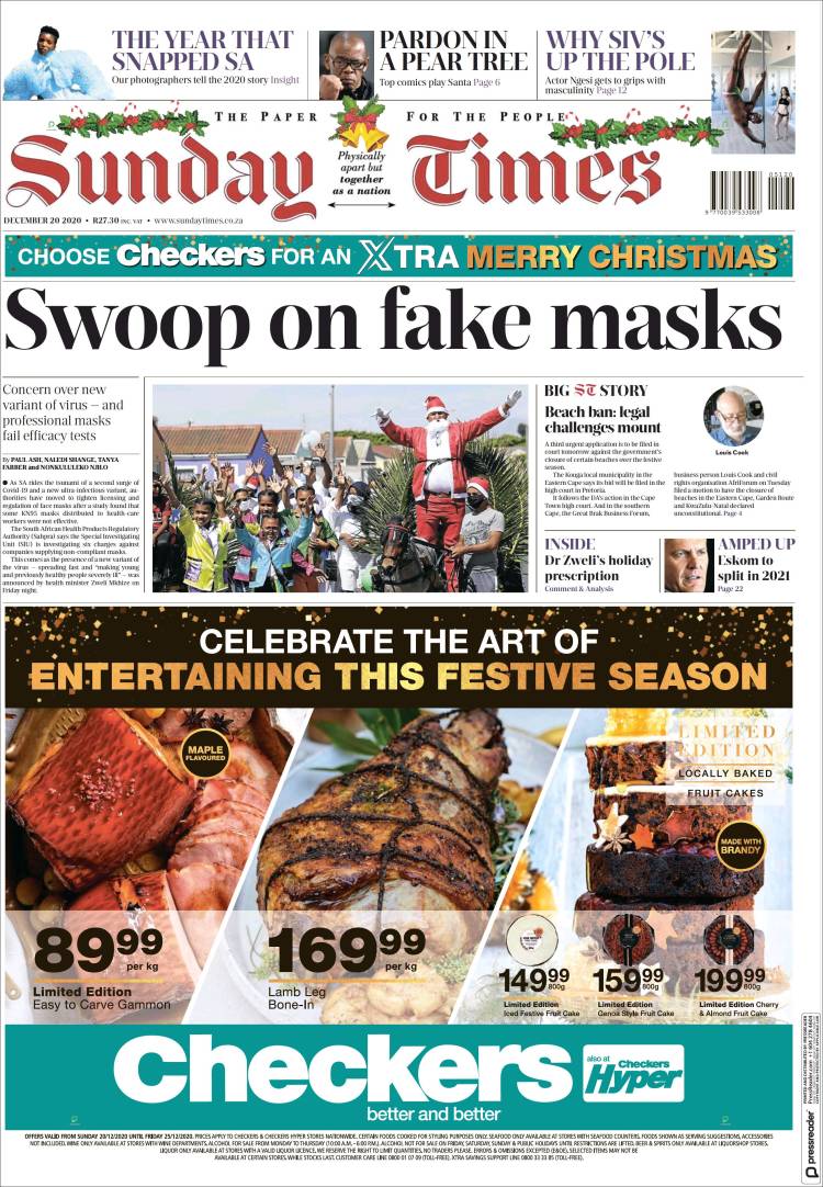 Portada de The Times (Sud&aacute;frica)