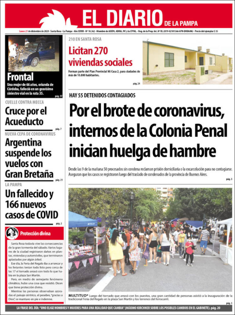 Portada de Diario de La Pampa (Argentina)