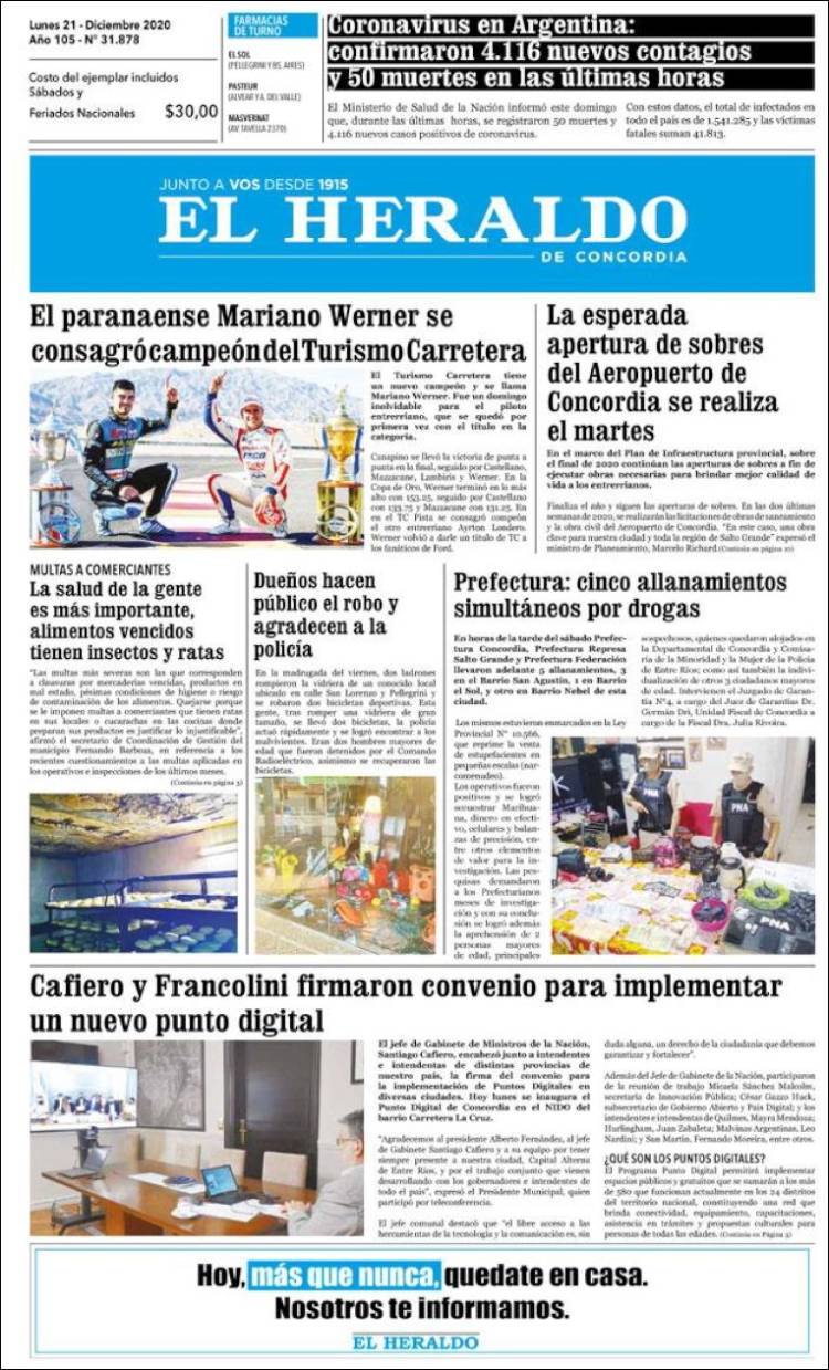 Portada de El Heraldo de Concordia (Argentina)