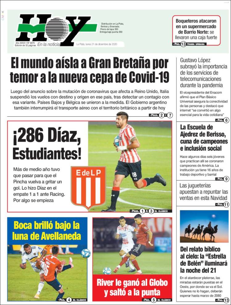 Portada de Diario Hoy (Argentina)